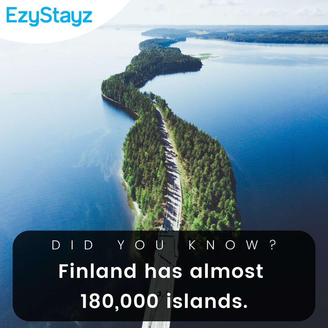 🗺️ The greatest number of these are to be found in the southwest, in the Turun archipelago, which merges with the Åland Islands in the west.

#EzyStayz #wanderlust #travelgram #adventure #Friends #Adventures #Exploring #Findland #Facts