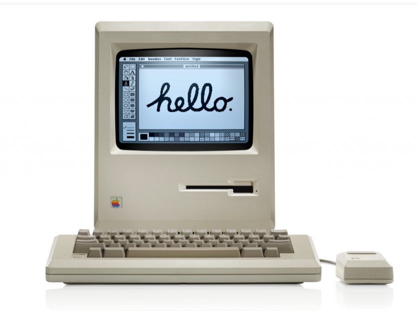 ...and was in the Navy Reserves as a helicopter pilot attached to the USS Abraham Lincoln aircraft carrier. Very cool dude. He was the only person I knew who had one of these babies...an early Apple Macintosh computer. It was gorgeous and fast and REALLY expensive.