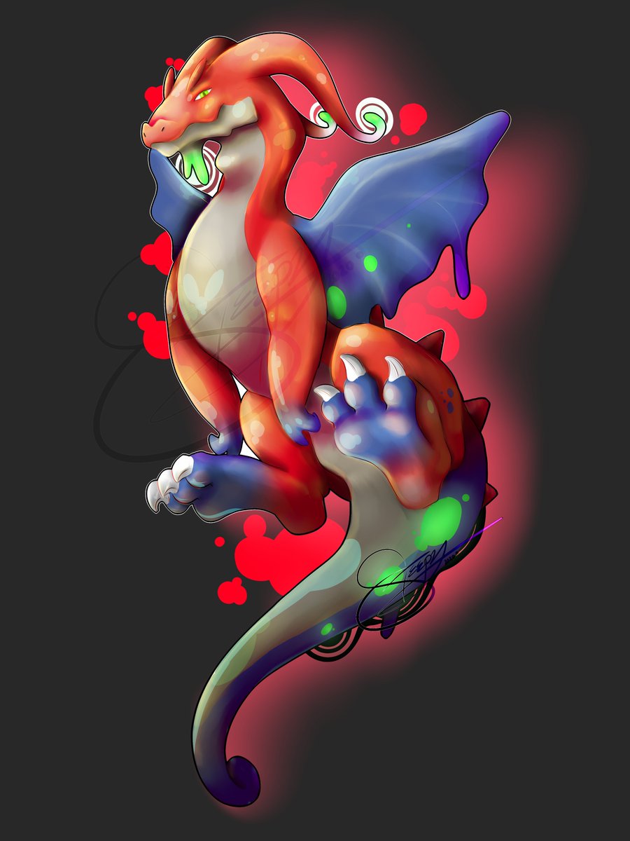 yvezardart's tweet photo. Druddigon x Goodra 
@Trickywii #trickyfusions https://t.co/WFyeNDG5sg