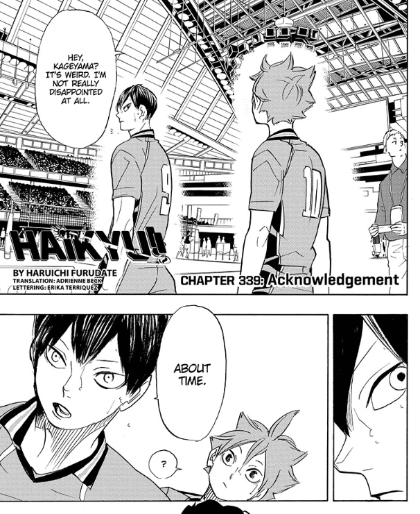 and the major point in all of this is that kageyama has been waiting patiently for hinata. running by his side and waiting for hinata to see him...