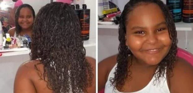 Anna Carolina de Souza Neves, de 8 anos, foi baleada na cabeça dentro de casa no sofá por uma bala perdida em Belford Roxo — Rio de Janeiro.