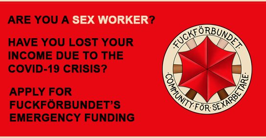 Here's how Swedish sex workers can apply for  @fuckforbundet 's fund (they put up an English version of the site):  https://www.fuckforbundet.com/apply 