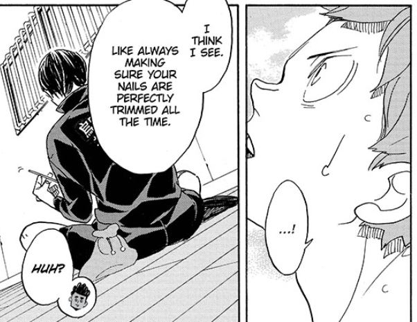 hinatas goals have shifted entirely by the time he is in brazil. he views kageyama not just as a rival but as an inspiration in the same way he saw the little giant.