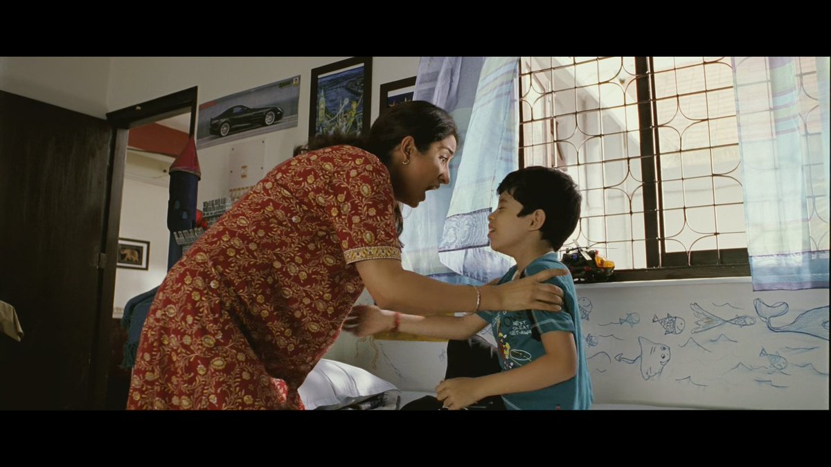 The shots move more leisurely when the scenario of Ishaan is shown. Then the mother comes and wakes up him, his world begins to progress rapidly like others in his family. Just to suggest how different is his world from the others. (2/2)