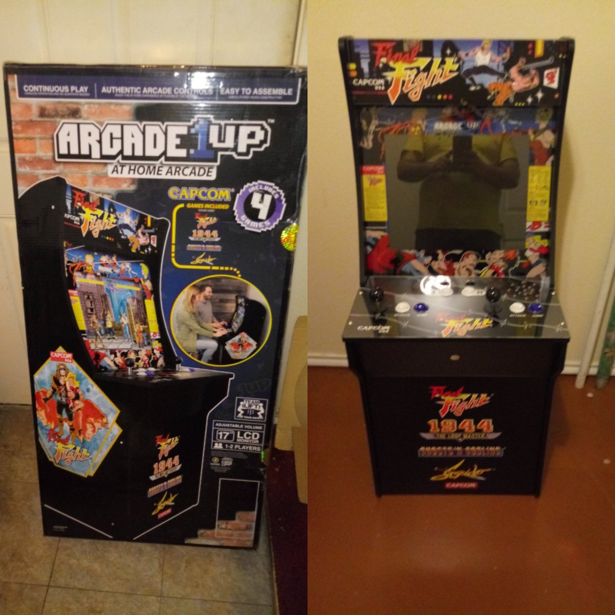 DarkKnight22679's tweet photo. Was out grocery shopping @walmart and saw this @arcade1upofficial on clearence for $50. Went ahead got one. I'll probably modified it later but first I'm gonna play it. #capcom #arcade #arcadegames #arcade1up #videogames #finalfight #1944 #ghostngoblins #strider #arcade1upmod https://t.co/1AfcwrXLSb