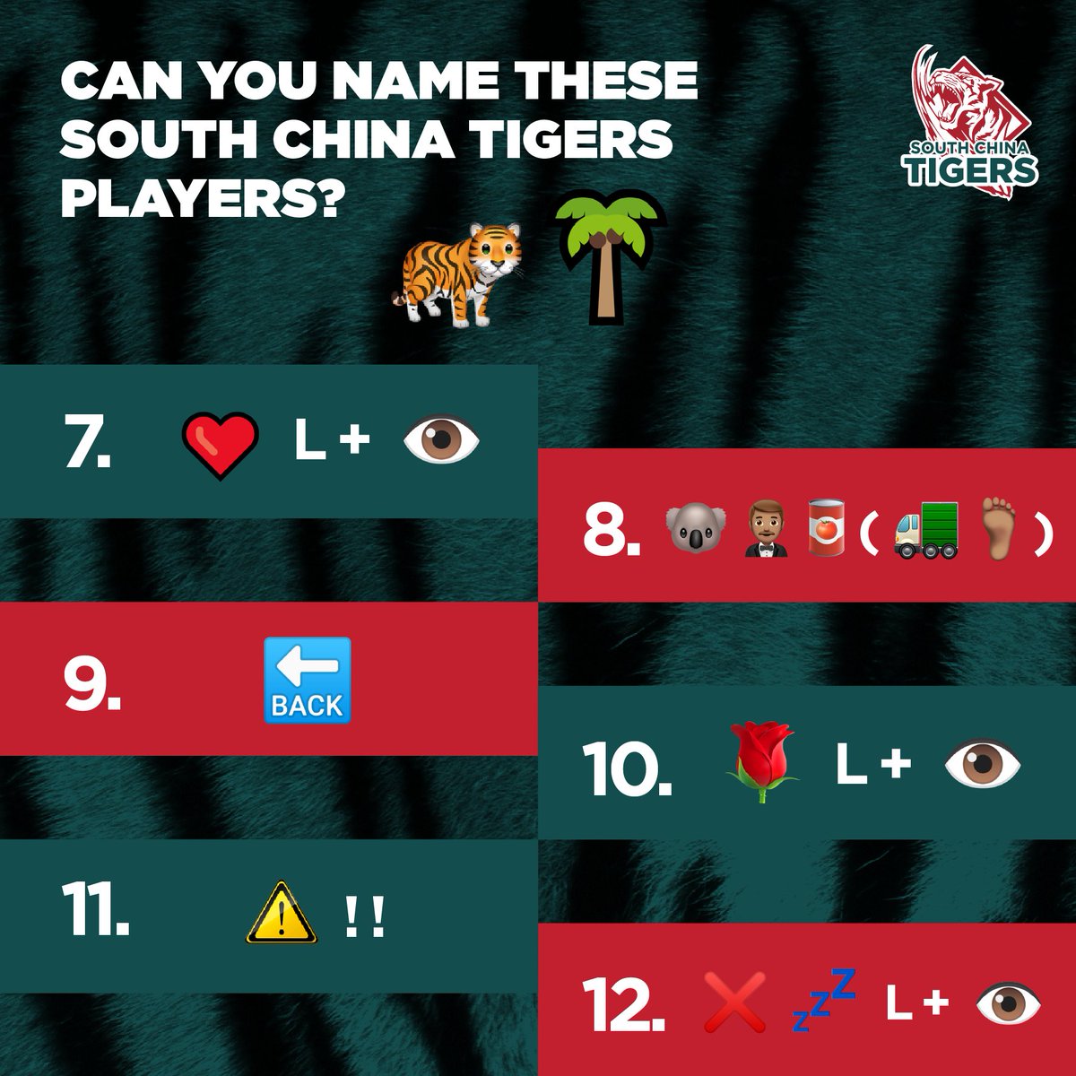 NAME. THAT. TIGER.

Answers below please!

#southchinatigers #rapidrugby #alwaysentertaining