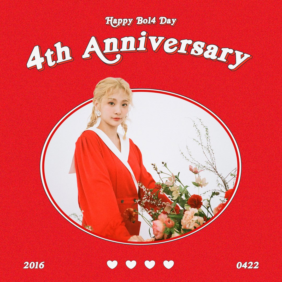 BOL4_Official's tweet photo. [Congrats]
⠀
🎉BOL4 Debut 4th Anniversary🎉
⠀
볼빨간사춘기가 데뷔 4주년을 맞이했습니다!
4년 동안 함께 해주신 모든 팬 여러분들 감사합니다-
앞으로도 잘 부탁드려요❤❤
⠀
#Happy_BOL4_Day #볼빨간사춘기_4주년 https://t.co/wN4dbIG0n8