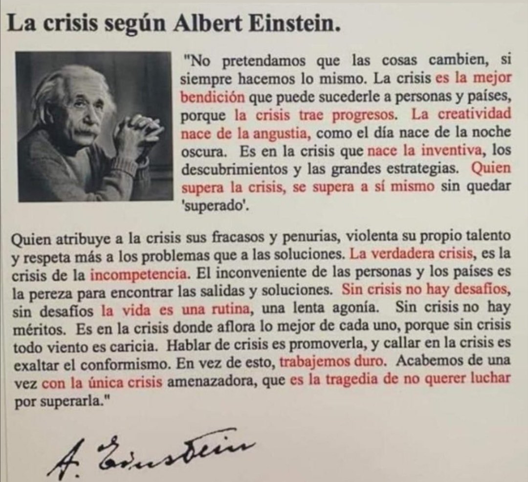 La crisis trae progresos
La creatividad nace de la angustia