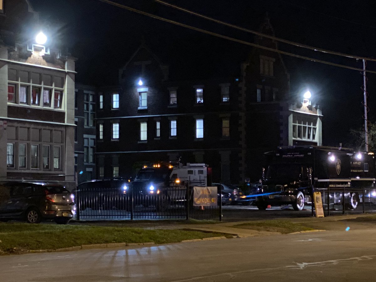CNYSFINEST's tweet photo. @UticaPolice were on scene of a officer involved shooting , yesterday evening. The officer is ok and did not sustain any injury, his patrol car however had sustained gunshots to it. 

As of this morning , UPD had someone in question, no further information as of right now... https://t.co/CQVzKGvziX