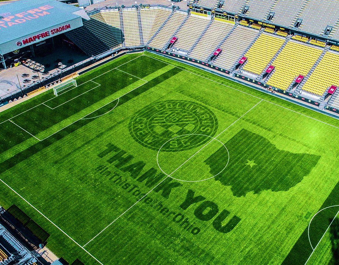 CrewGroundsCrew's tweet photo. A special thank you to @TheMotzGroup for generously donating the execution of this incredible design. 

We are truly #InThisTogetherOhio. Thank you for doing your part to make our world a safer, healthier place. https://t.co/gqqIvNei9T