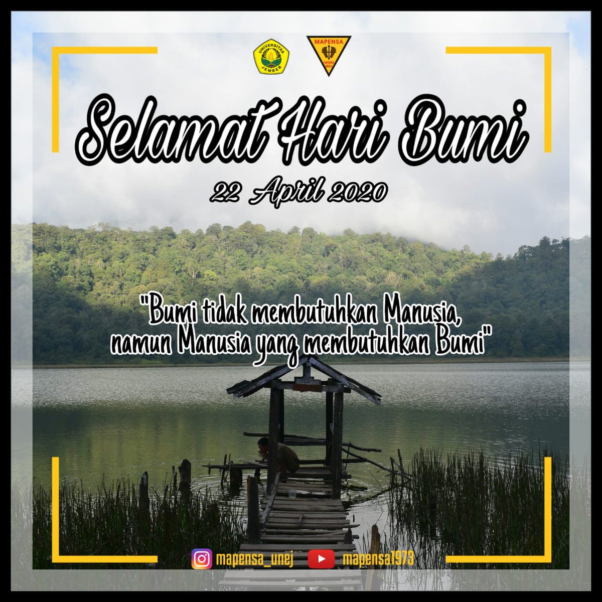 "Konsepsinya dunia akan kiamat kok (rusak), dan ternyata kita masih juga memilih jadi pecinta alam. (karena andaipun tau besuk kiamat sementara ada bibit ditangan kita.. Tanamlah..!!)" 
~ Cak Giri ~
.
.
Selamat Hari Bumi, 22 April 2020
#EarthDay 
#MAPENSA SAMPEK TUWEK!!!