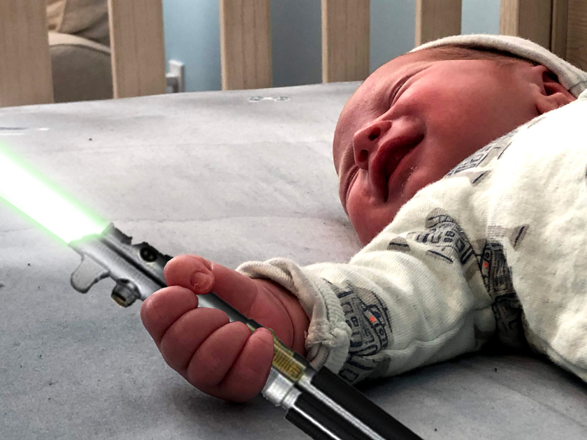 GMan_018's tweet photo. The force awakens (...then eats, poops, and goes to sleep again.). @Disney @starwars @themandalorian -  there's a new baby Jedi in town. https://t.co/XULkufyOoR