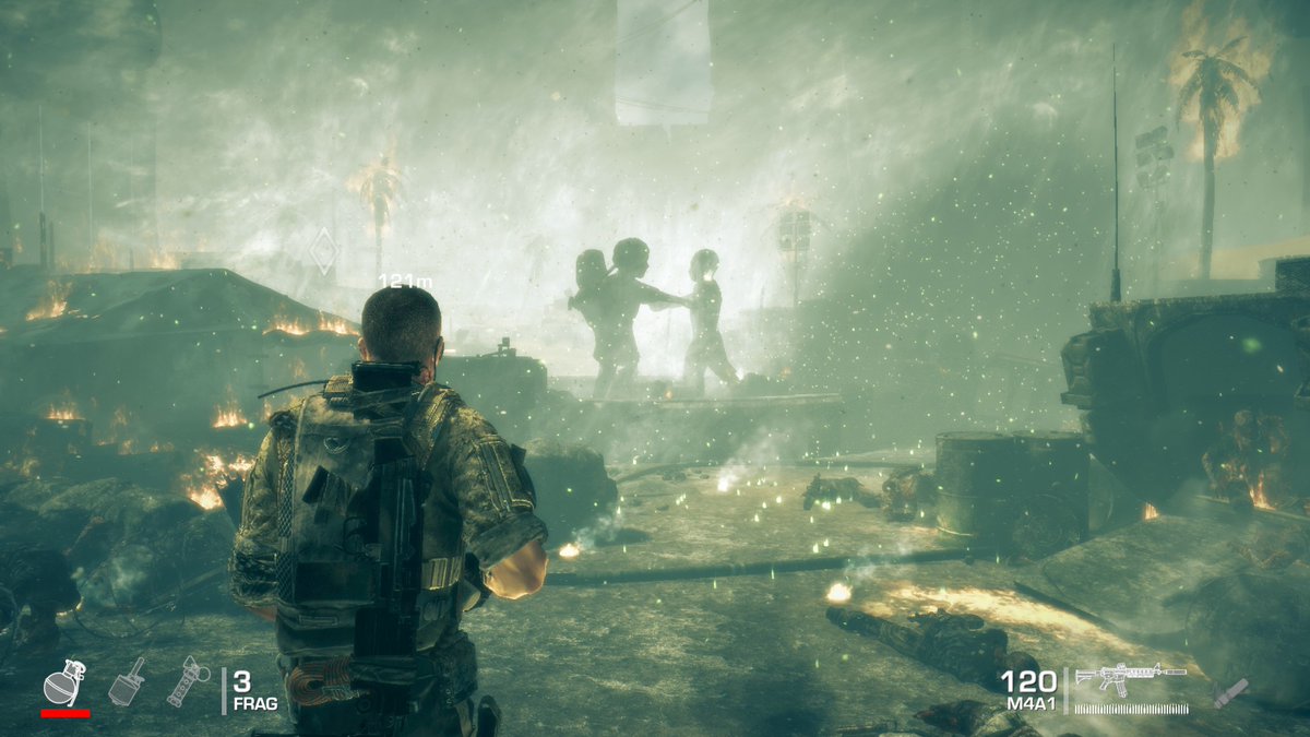 Spoilers I guess for a 8 year old, 6 hour game that& #39;s a $1 on PC. Obviously, the main talking points are the themes of war, American interventionism, the role of soldiers, and how video games have a history romanticizing such. And I think they largely hold up.