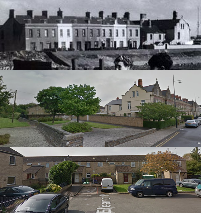 46) Penarth Terrace - Neighbouring street to Windsor Esplanade, a surviving street of traditional terraced homes overlooking the bay which are now worth over half-a-million pounds each. Demolished and replaced with the Eleanor Pl estate, where homes go for around 150k.
