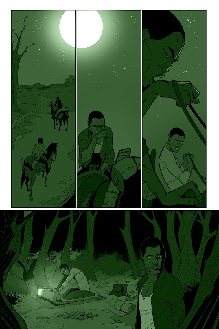 PatrickTrahey's tweet photo. Sneak peek at some pages of the new arc of #TheXII from @ALTERNACOMICS. I wanted to highlight the green tint we went with this time, a choice made to play up the themes of disease and sickness (toooooo real right now)

@TheXII_Comic https://t.co/hLnhBuSUnV