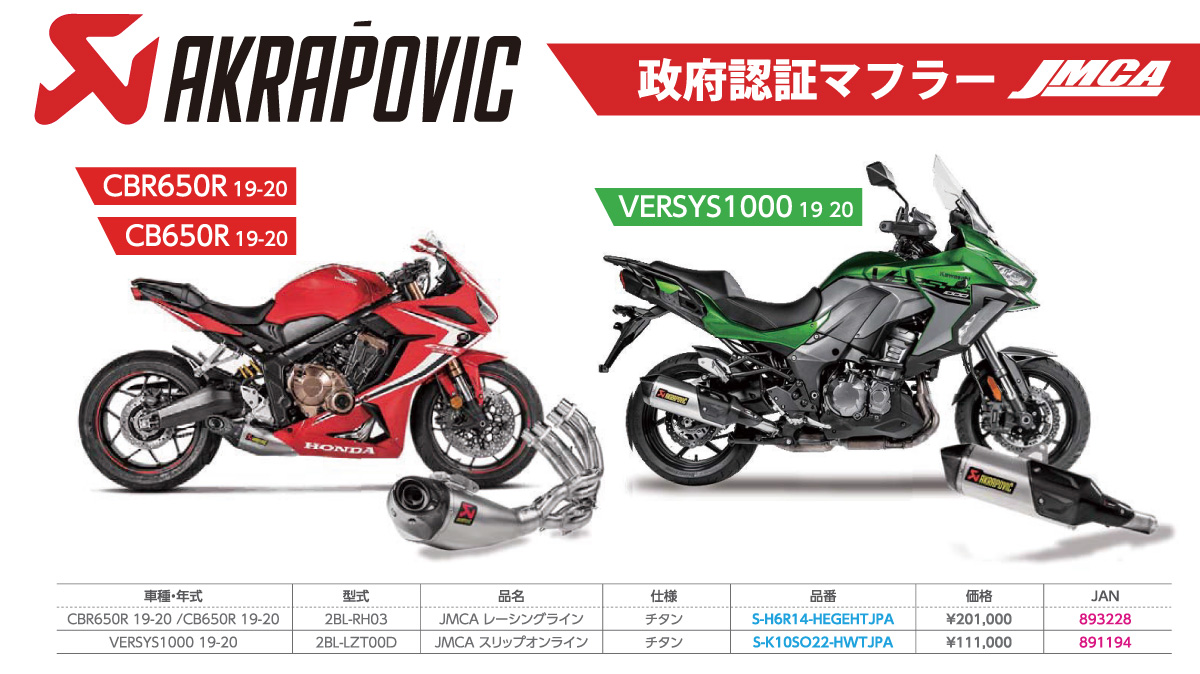 株式会社アクティブ 公式 Akrapovic より Jmca政府認証マフラーラインナップのご紹介です 適合車種 Cbr650r 19 Cb650r 19 Versys1000 19 只今デリバリー中 その他ラインナップはコチラ T Co Y6gbjyywdq アクラポビッチ 株式会社アクティブ 公式 Akrapovic より Jmca政府認証マフラーラインナップのご紹介です 適合車種 Cbr650r 19 Cb650r 19 Versys1000 19 只今デリバリー中 その他ラインナップはコチラ T Co Y6gbjyywdq アクラポビッチ