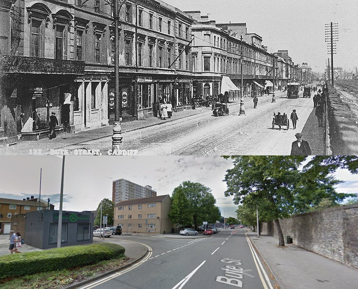 47) Northern section of Bute Street - Due to general decline in the area and being bombed during the Cardiff Blitz, much of the original grand Victorian street was demolished to make way for estate housing. Everything between Cardiff Bay station and St Marys church has gone.