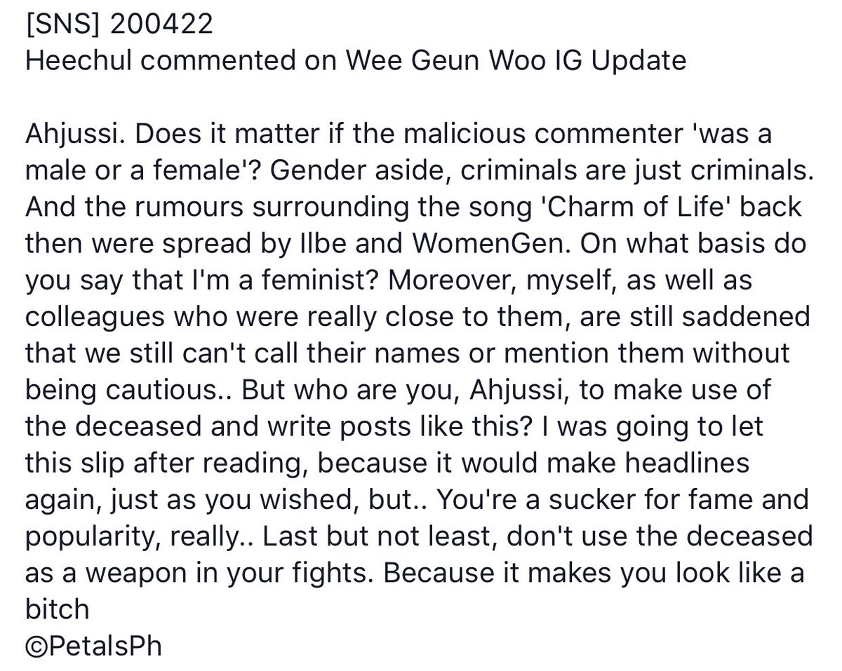 i’m crying, i really meant it when i said I STAN THE RIGHT MAN  thank you for being courage to stand up for the things that you know isn’t right. i really admire you for that. ILYSM KIM HEECHUL 