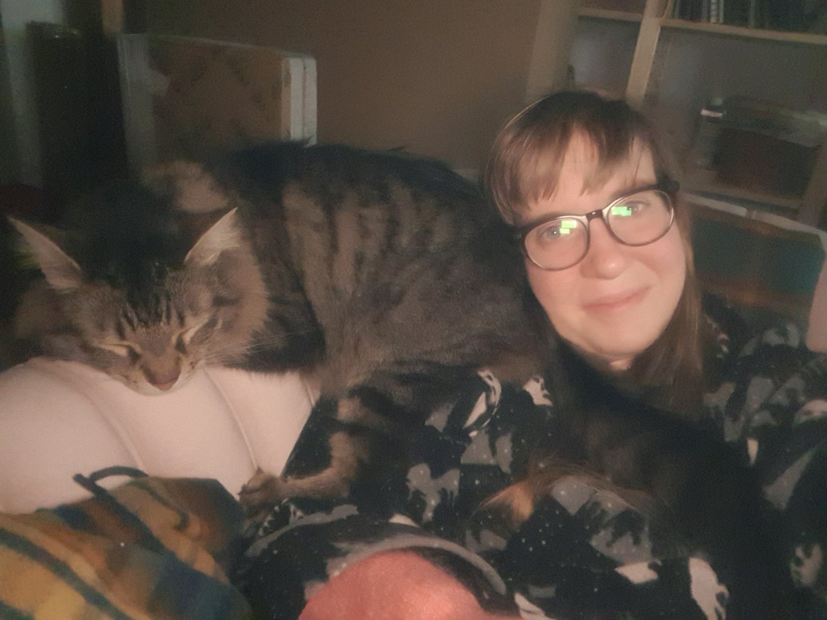 He's not sure about lap sitting but monorailing the back of my couch with his oven-hot butt planted in my neck? Guess I'm never moving from this spot!