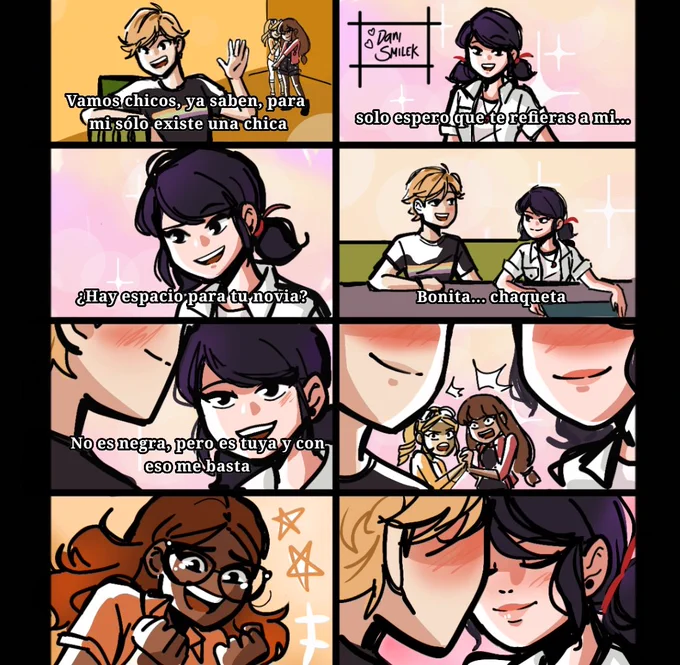 Un mini comic, esta escena es de #dannyphantom y me hizo imaginar como sería la relación de marinette y Adrien si ambos supieran sus identidades #MiraculousLadybug 