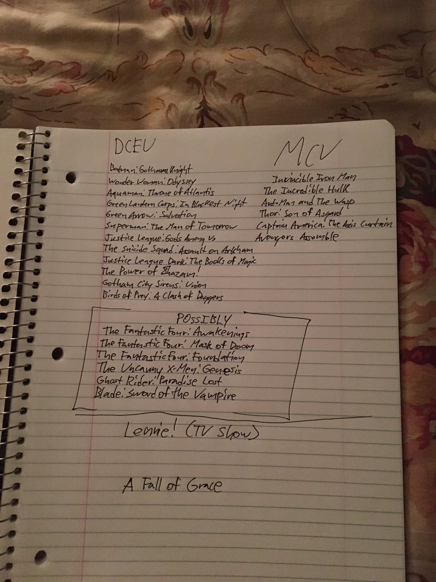 JDKFilmmaker's tweet image. Just an early look of what the Multiverse of #TheKarlowiverse might look like. Not so sure about FF or X-Men yet. As a #methodwriter I’m known for writing the #scripts as if these versions would exist. Same goes with #Lennie &amp;amp; #AFallofGrace. ✍🏻💡📚