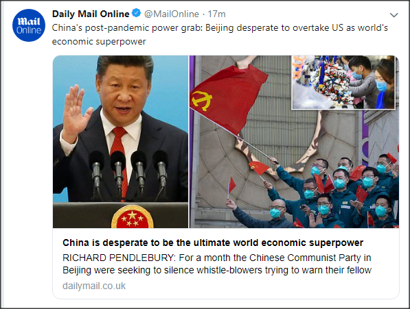 More like: white supremacists would demonize China no matter what.