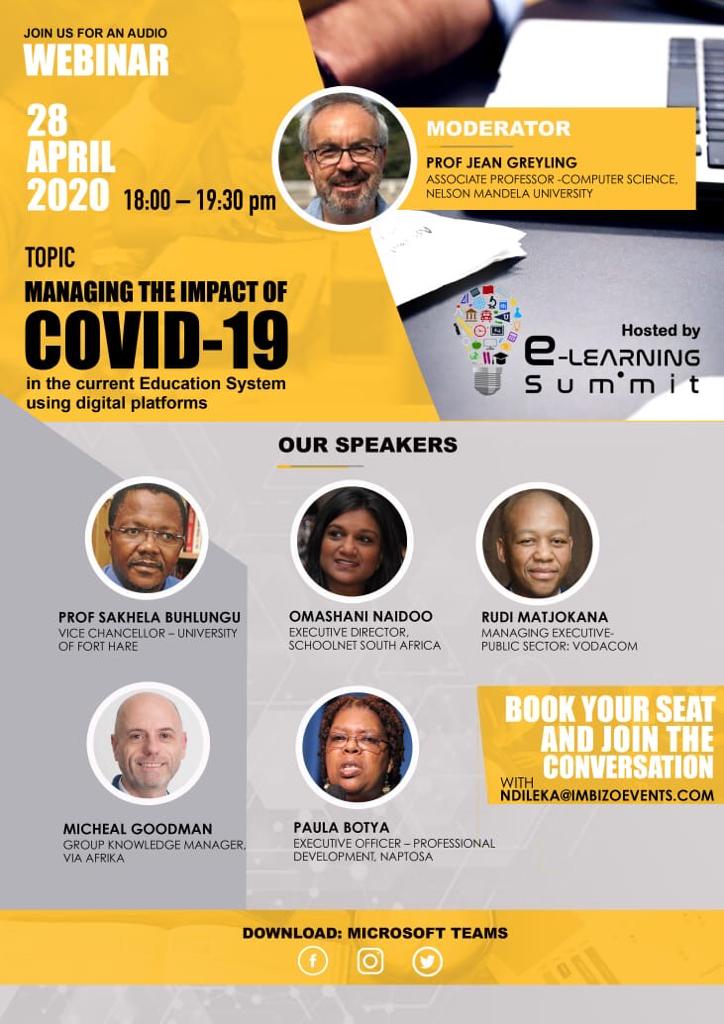 E_LearningEL's tweet image. The E-learning Summit invites you to join in the conversation as we host an Audio Webinar. Please book your seat by emailing ndileka@imbizoevents.com 

We look forward to hosting you.