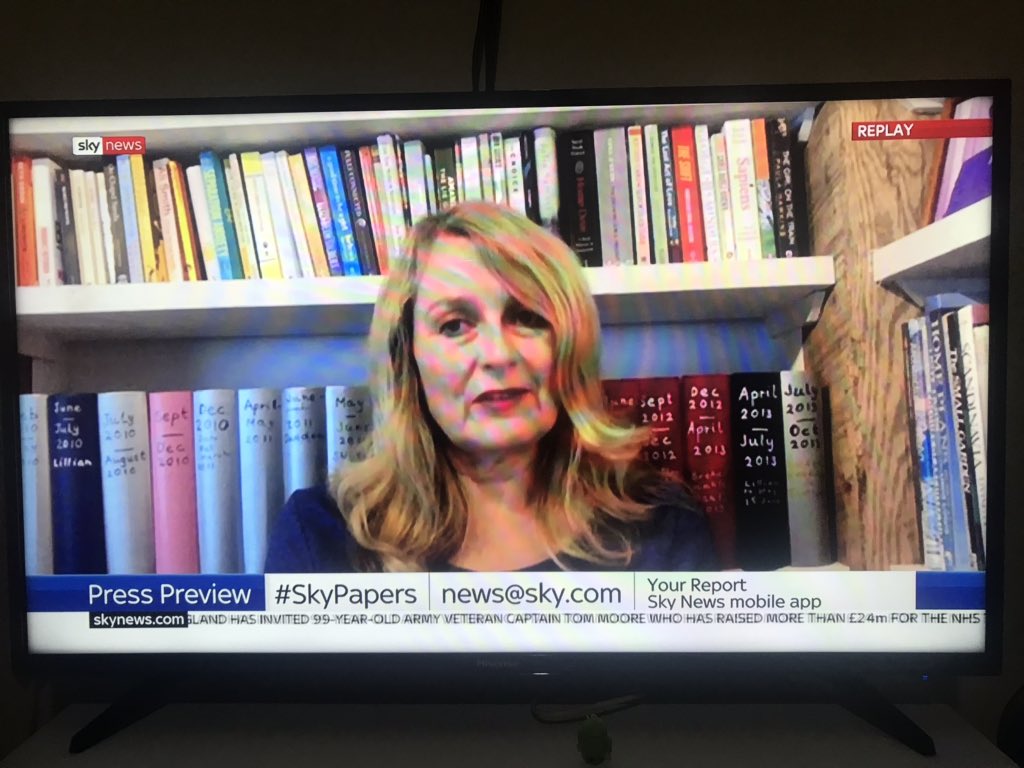 Almost all contributors to Sky News set up in front of their bookshelves. It’s been interesting seeing what kind of books they read/plan to read/haven’t read yet.