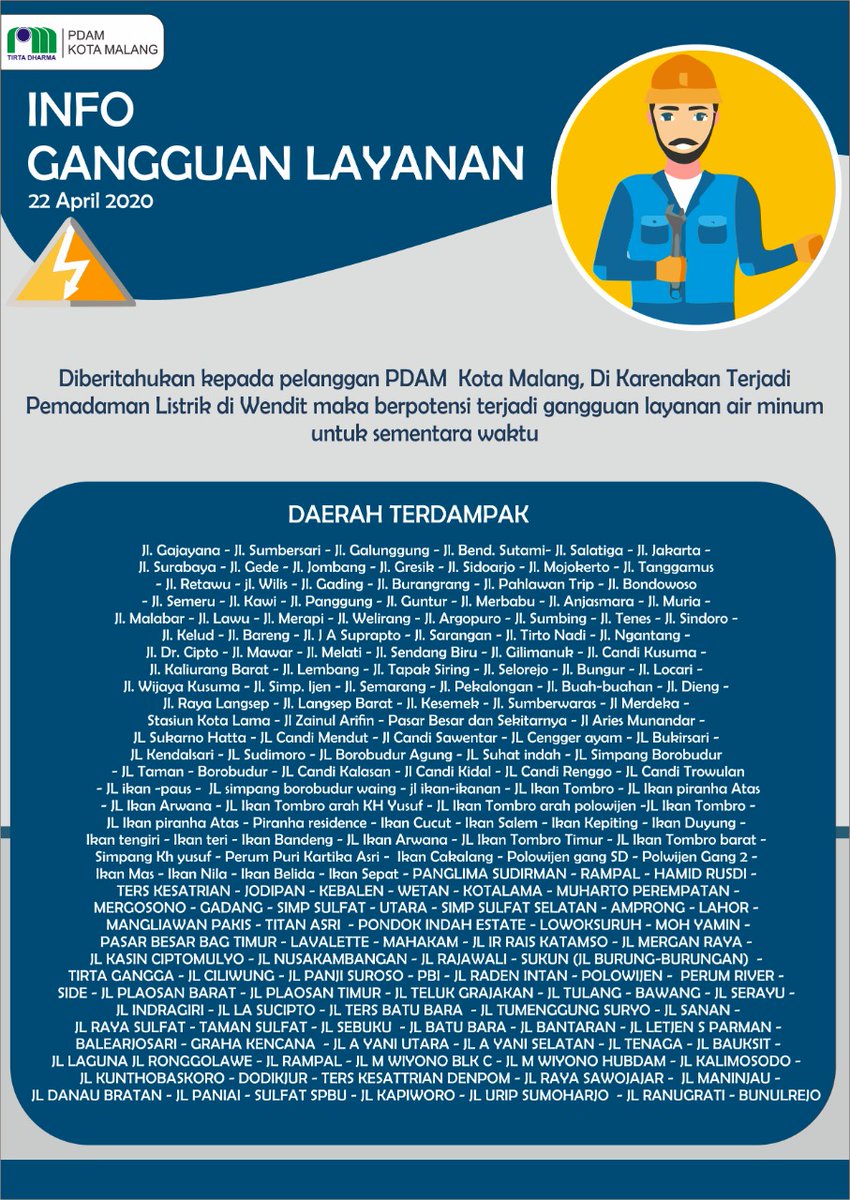 Pdam Kota Malang On Twitter Mohon Maaf Atas Ketidaknyamanan Sementara Ini