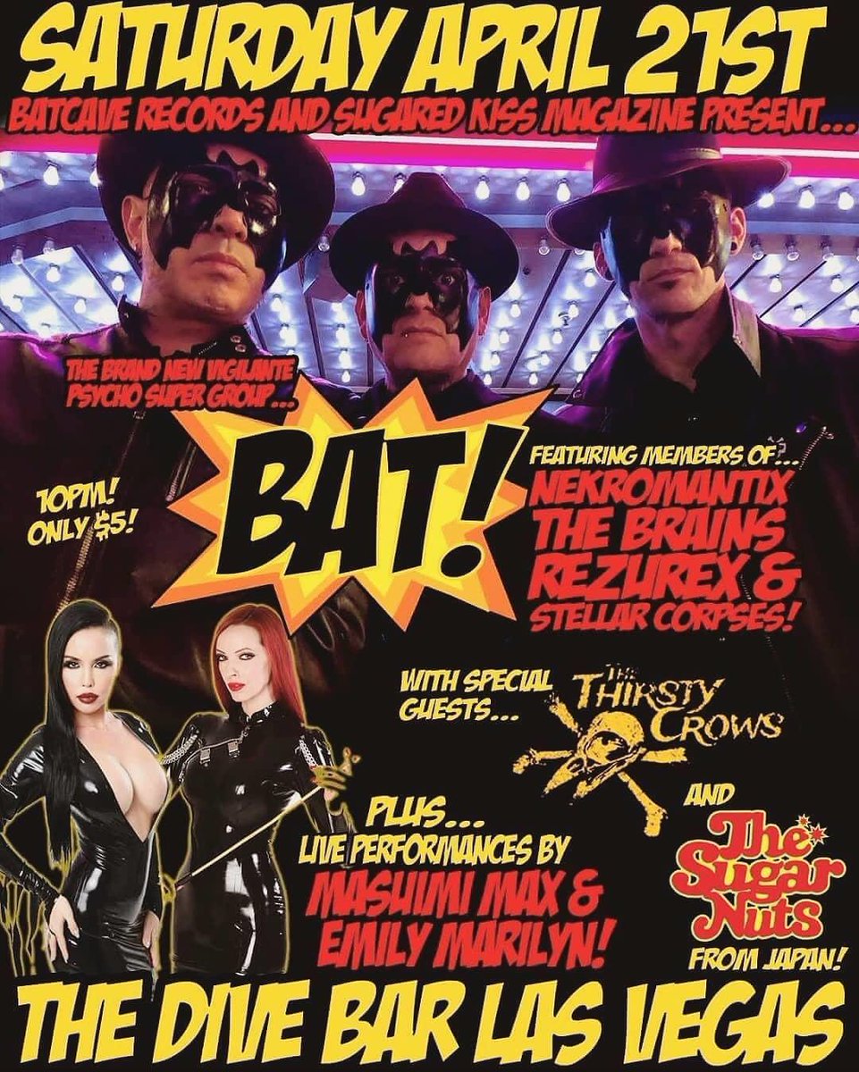 Happy 2️⃣ Year Bativersary❗️🦇 These masked crime fighting musicians first appeared two years ago today @the_dive_lv in Las Vegas along with burlesque performances by Emily Marilyn and <a href="/masuimimax/">Masuimi Max</a> presented by <a href="/sugaredkissmag/">Sugared Kiss Magazine</a> with guests <a href="/thethirstycrows/">The Thirsty Crows</a> and @thesugarnuts!