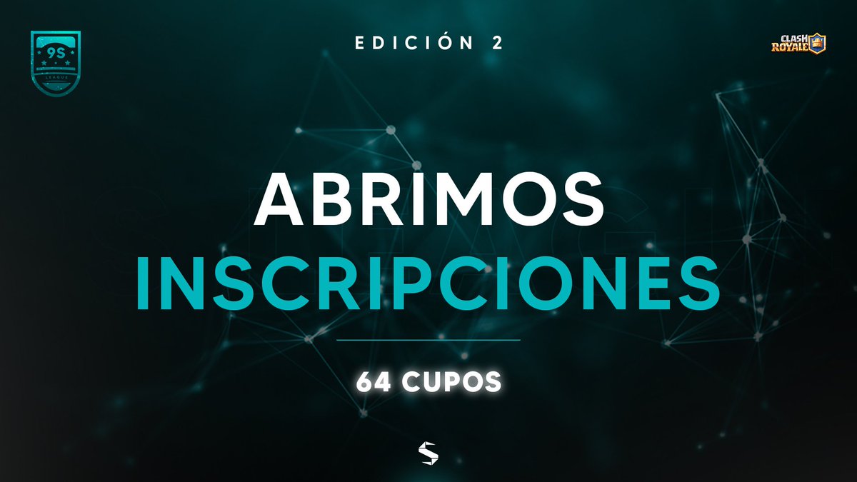 ¡Buenas gente! Abrimos inscripciones para está segunda edición de Clash Royale por equipos. 🔥

🔹 REQUISITOS:

🔸 Pedir 10 🔃 etiquetando a la liga
🔸 Seguir a <a href="/9S_League/">9S League</a>, @SaGa_955 y <a href="/Aztecs_GG/">Aztecs eSports</a>
🔸 Dar 🔃 &amp; ❤️

🔹 Cupo para 6️⃣4️⃣ EQUIPOS