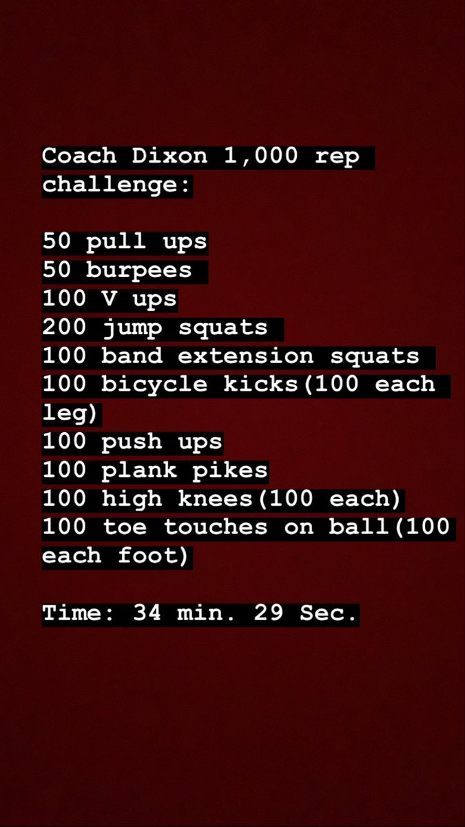 SD_Athletix's tweet photo. I created this 1,000 rep challenge to be done in sub 45 min. This was my time.. see how you do! If you don’t make it in sub 45 your score is the total amount of reps you do. Go get it! #quarentineworkouts #1000repchallenge https://t.co/Xsme25VBW4