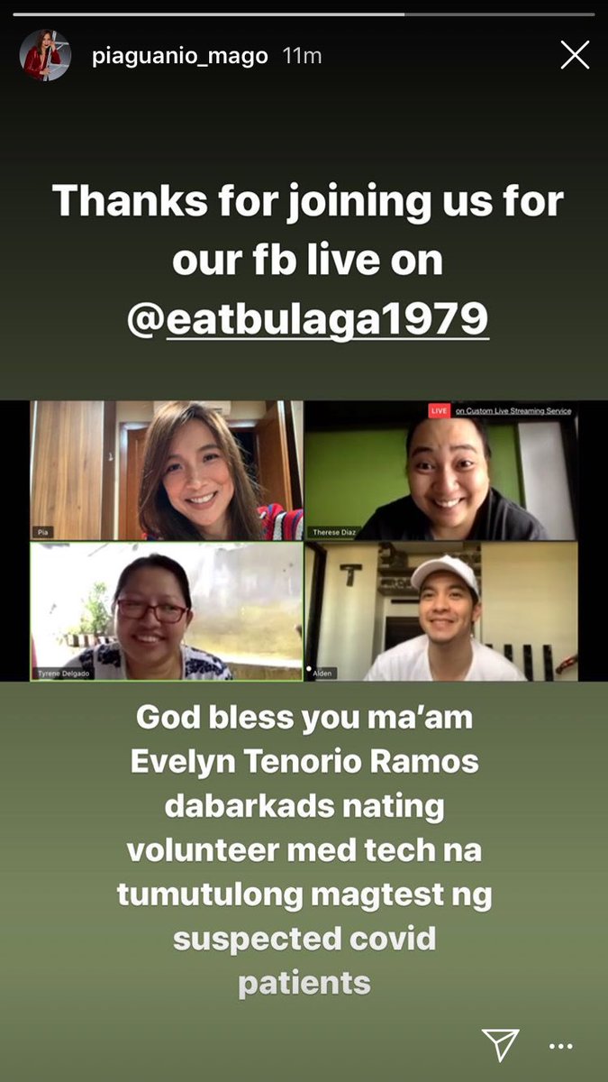 Thank you, Dabarkads!And Ms Evelyn Tenorio Ramos-Med Tech volunteer who helps in testing suspected covid patients.Pia Guanio Mago IGS  @aldenrichards02  #AldenRichards #StayHomeStaySafe