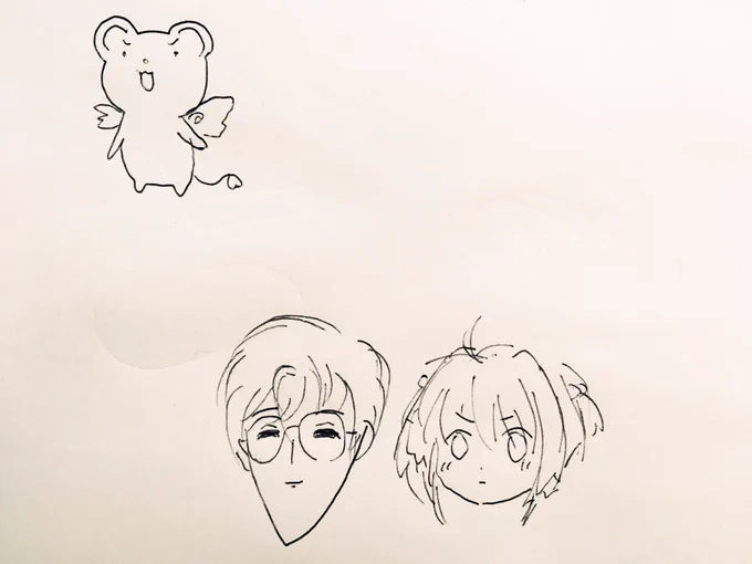 夫が描いたケロちゃんと雪兎さんとさくらちゃん 