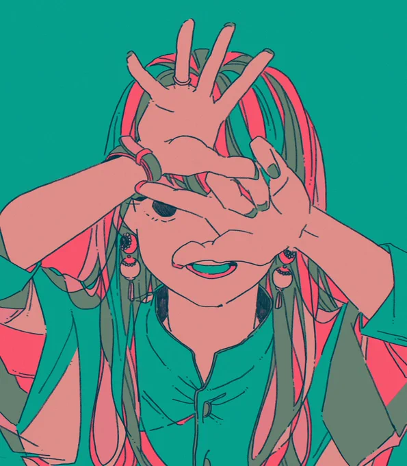 前に描いた絵の色だけ置き換える遊びしてる 