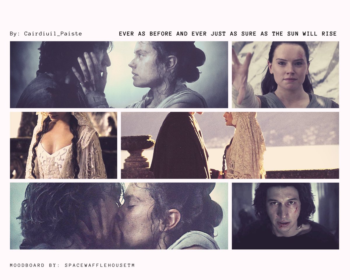  https://archiveofourown.org/works/22588585 Ever as Before and Ever Just as Sure, as the Sun will Rise by Caurdiul_Paiste Rated G, one shotThe war is over. On a peaceful estate in Naboo's Lake Country, Rey and Ben prepare for their wedding and think of how they got here.