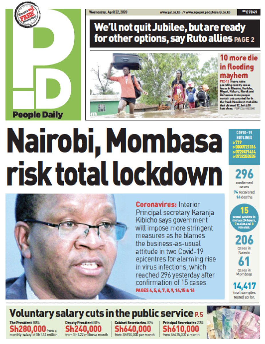 K24Tv's tweet image. Interior PS, Karanja Kibicho says govt will impose more stringent measures, as he blames the "business-as-usual" attitude in 2 #COVID19 epicentres for alarming rise in virus infection. 
#TalkToPD