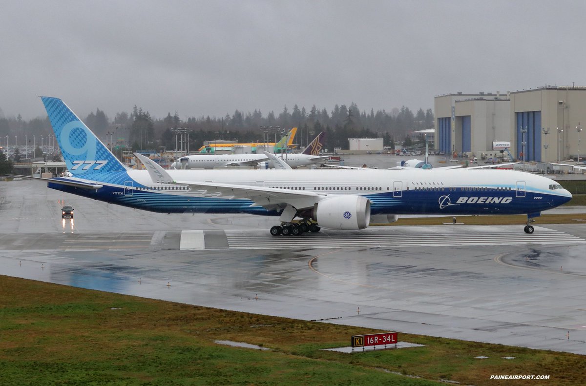 mattcawby's tweet photo. 777-9 N779XW scheduled for a functional check flight from Boeing Field on April 23 https://t.co/xMIAbbVart