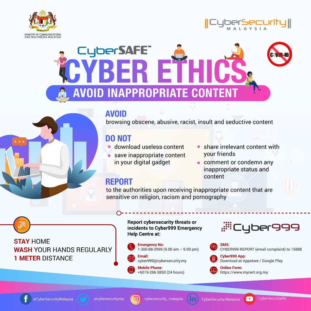 CyberSAFE : Etika Siber, Jauhi kandungan yang tidak sesuai | Cyber Ethics, Avoid inappropriate content

#COVID19Malaysia #PerintahKawalanPergerakan #StayAtHome #DudukDiRumah #pkp #mco #cybersafe #cyberwellness