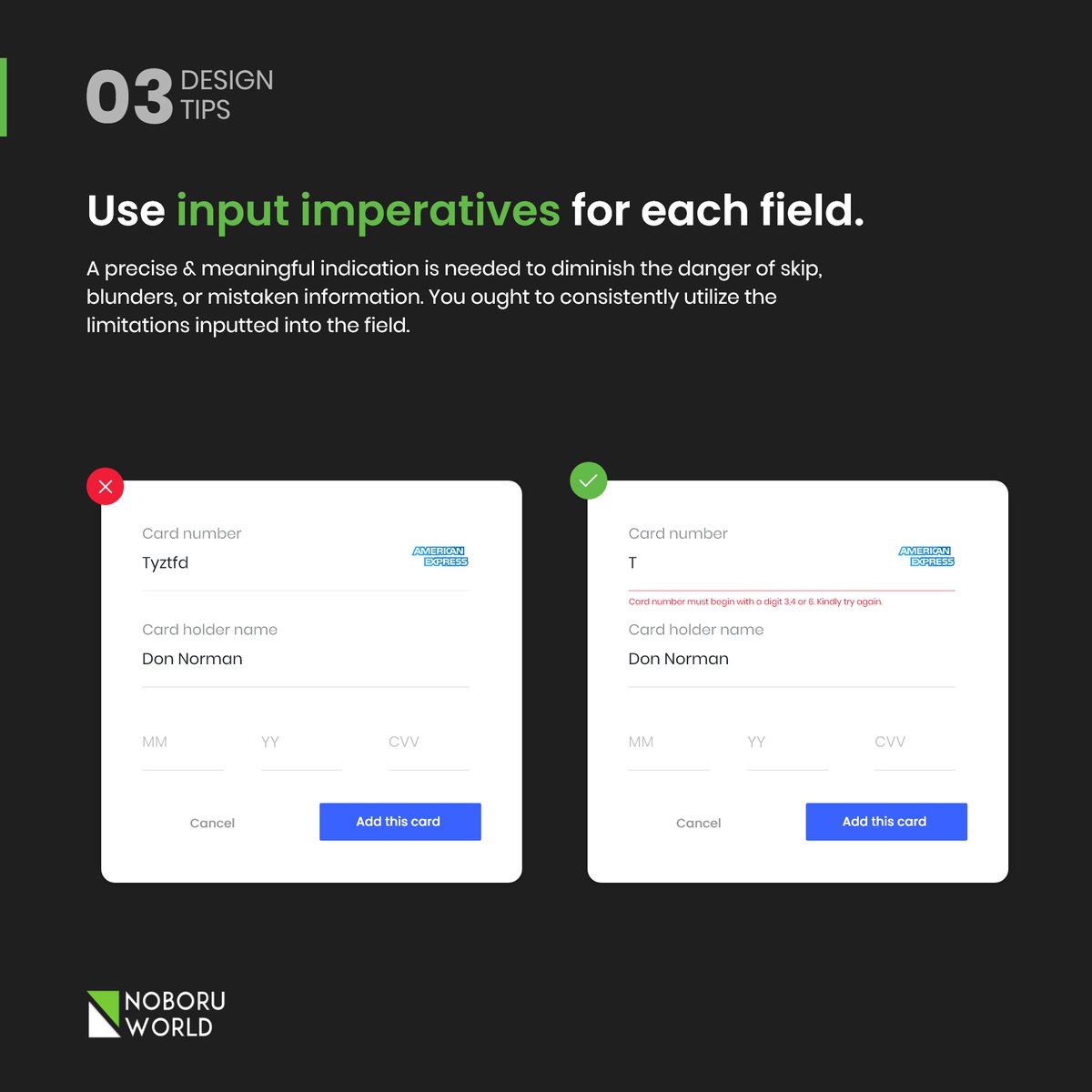 noboru_world's tweet image. While designing user experiences, make wise use of imperatives. In the web world, where everyone seems to be forcing people to get into traps, a user experience designed in an assertive yet informative way would definitely stand out
#ui #ux #uiuxtip #digitalmarketing #noboruworld