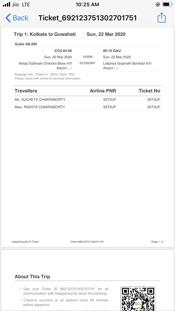 ritwick2708's tweet photo. @goairlinesindia please find the details . Goair cancelled the flight on 22nd Mar before lockdown . Next day on 23rd mar i had to book on Indigo, which took off . This is goair initiated cancellation and 3days prior to lockdown. Please refund the amount . Looping DGCA @DGCAIndia https://t.co/tGwbv7Gu5N