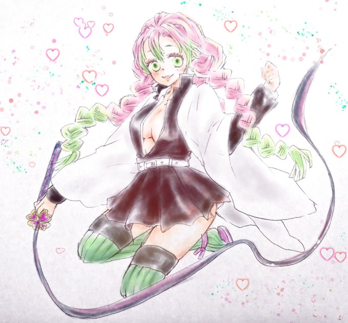 ぺーさんがTwitterに投稿した甘露寺蜜璃(鬼滅の刃)のイラスト。