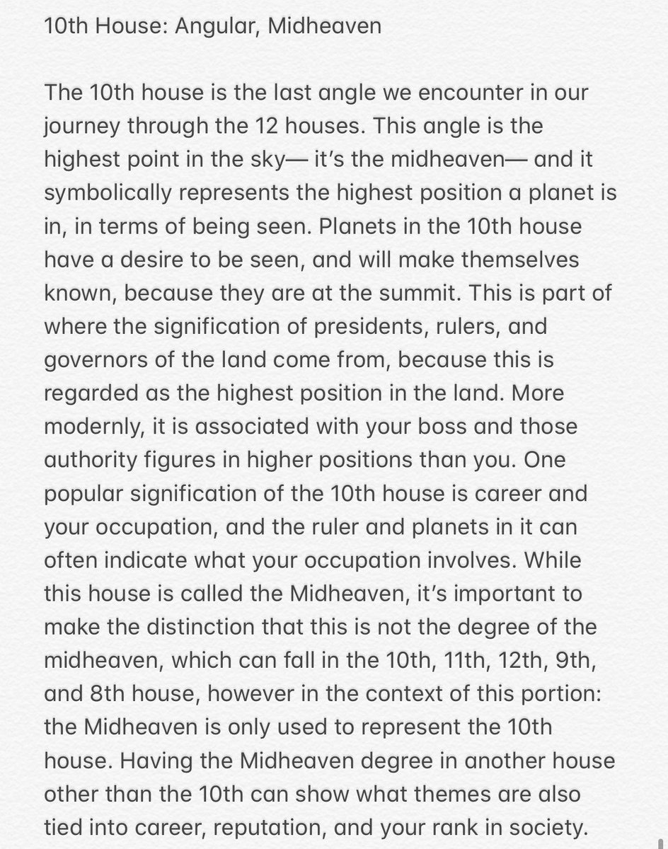 [ The 10th House ]• Angular• ‘Midheaven’