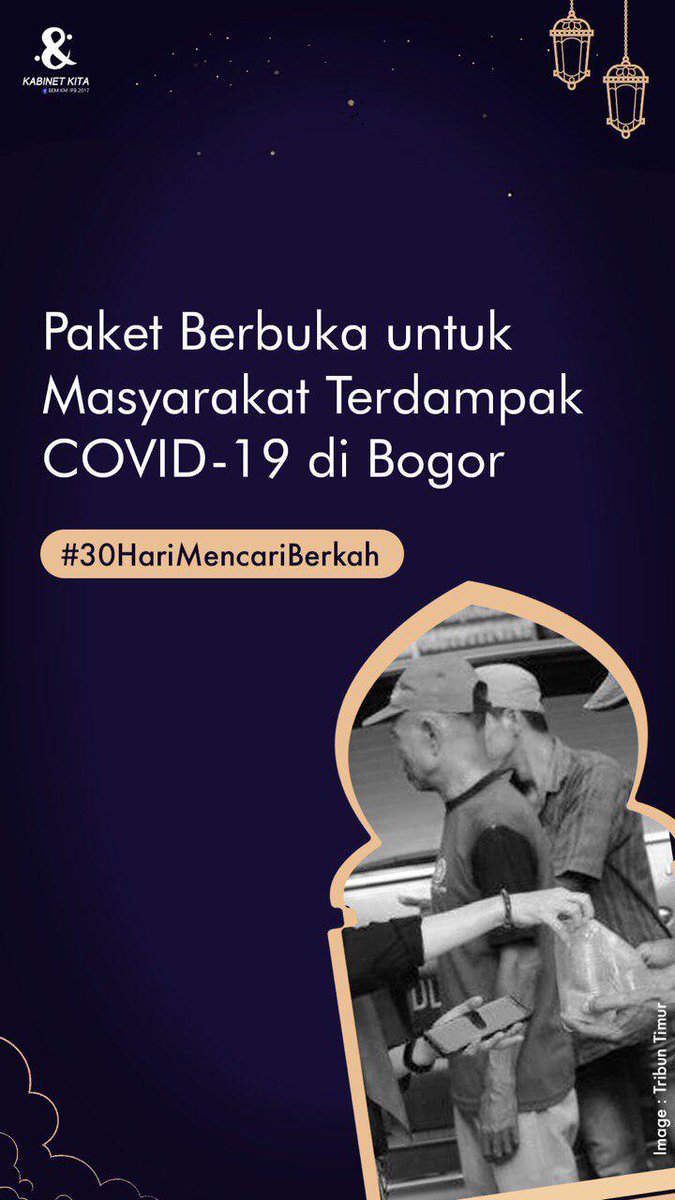 kitabisa.com/campaign/30har…

Untuk tmen-tmen semua, kami dari BEM KM IPB 2017 Kabinet KITA ada gerakan membagikan paket berbuka puasa utk keluarga mbtuhkan di wilayah Bogor stiap hri selama ramadhan. Slkn selengkapnya dpt dilihat di link kitabisa.com di atas :) <a href="/radenrauf/">Raden Rauf AM</a>