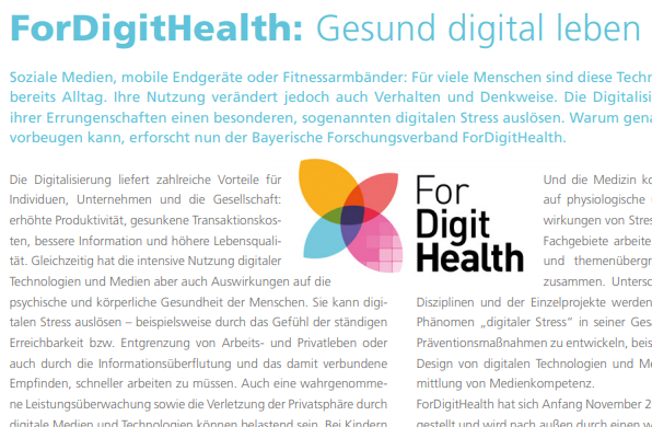 ForDigitHealth's tweet image. Was wir wollen, was wir tun - in der neuen Ausgabe des Magazins der @BayFOR wird unser Forschungsverbund vorgestellt. Zum Magazin: bayfor.org/fileadmin/user… #gesunddigitalleben #fordigithealth #Science #Health