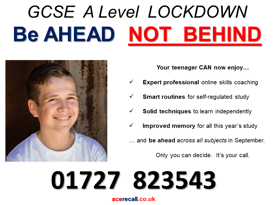 ACERecall's tweet photo. Capitalise on school closure. Maximise home learning.  1:1 coaching online gives teens time to build fast, smart skills they need now, after lockdown, and to reuse for life. Book now https://t.co/OpxjxgeSnb  01727 823543  Adrian@acerecall.co.uk #GCSE #ACERecall #HertsinBusiness https://t.co/pUPwBbNq1F