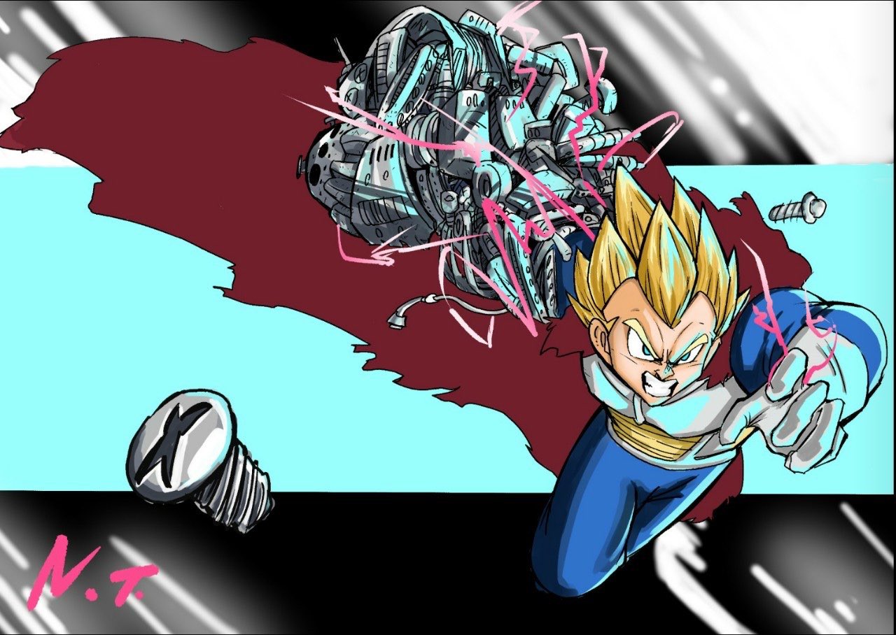 トシちゃん21歳 Dbと悪魔の実 キッドの実 名前わからない ベジータです Twitterやってないとある友達が描いてくれました なんと彼 ドラゴンボール初描きだそうです うますぎ この躍動感とか見てて最高に気持ちいい T Co F7kfqxrhp1