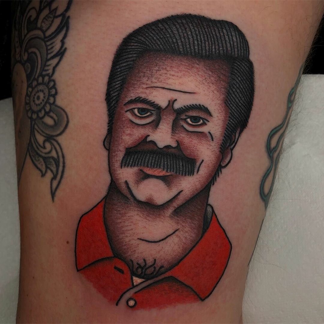 Tattoos and Art by Jared  Nick Offerman as Ron Swanson from Parks and  Recreation  Facebook