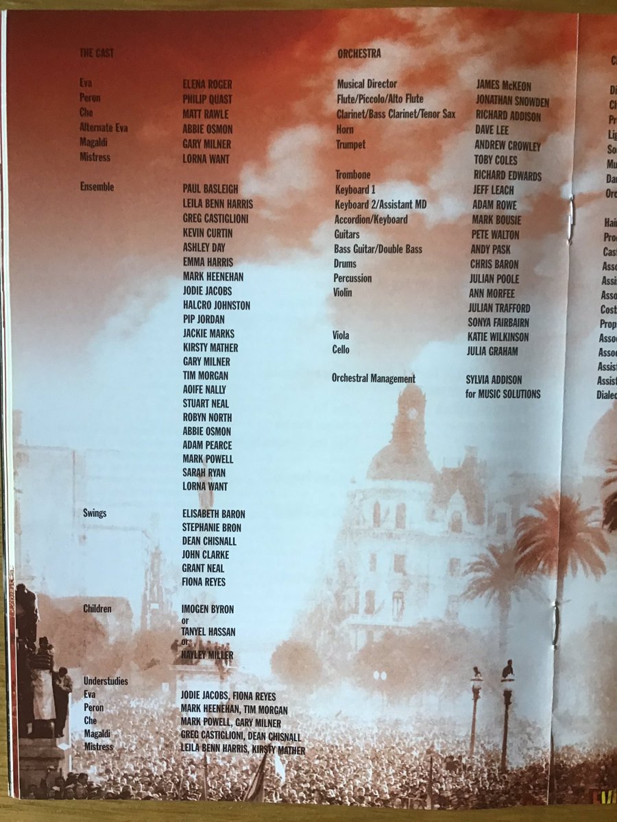 TheatreFlashba1's tweet photo. Looking back at old theatre programmes: Evita. Jan’07 @theadelphitheatre with @ElenaRoger #PhilipQuast #MattRawle @fatgazmilner @Lornawant @GregCastiglioni @Ashleyday_86 @Show_Jo @HalcroJ @timmouse #AoifeNally @mark_heenehan @adampearce84 @robynnorth @leilabennharris #jackiemarks https://t.co/VA4qkIMi6I