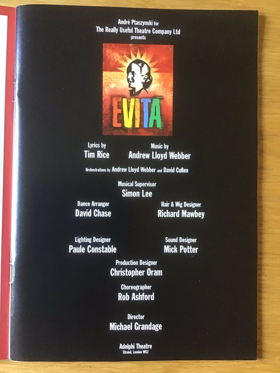 TheatreFlashba1's tweet photo. Looking back at old theatre programmes: Evita. Jan’07 @theadelphitheatre with @ElenaRoger #PhilipQuast #MattRawle @fatgazmilner @Lornawant @GregCastiglioni @Ashleyday_86 @Show_Jo @HalcroJ @timmouse #AoifeNally @mark_heenehan @adampearce84 @robynnorth @leilabennharris #jackiemarks https://t.co/VA4qkIMi6I